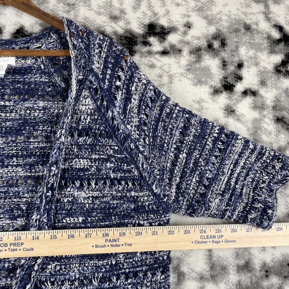 Chicos Sweater Womens Size Extra Large (3) Blue Open Cotton Rayon Short Sleeve - Picture 3 of 8